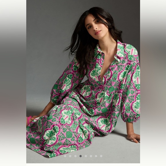 ANTHROPOLOGIE NWT BETTINA TIERED SHIRT DRESS 🍉 - Picture 3 of 9